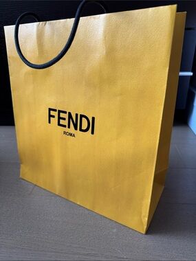 Fendi Empty Yellow Shopping Tote Bag Gift Bag 13” x 13.5” x 5.5”